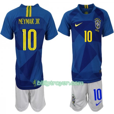 Billige Fotballdrakter Brasil Neymar JR 10 Barn VM 2018 Bortedraktsett